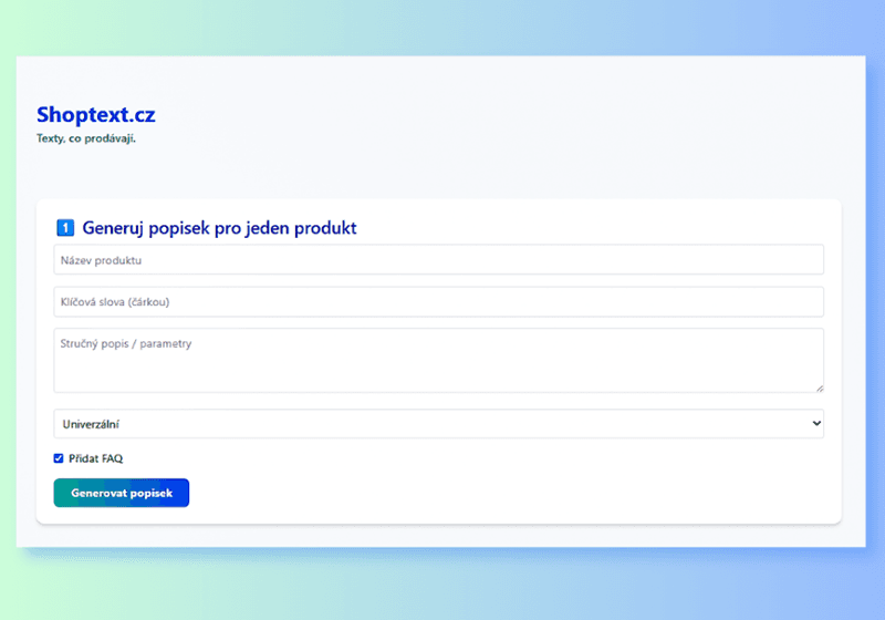 Ukázka Shoptext.cz